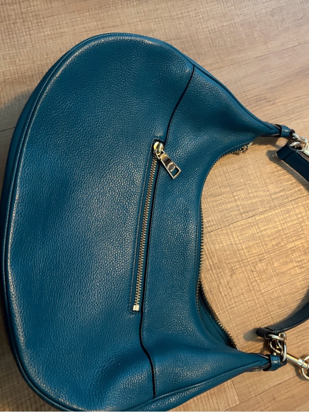 Coach Teal Leather Shoulder Bag - Harley Hobo Pebbled… - Gem